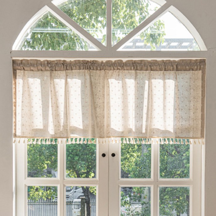 지앤와이 꽃패턴 태슬 미니창 가리개 바란스