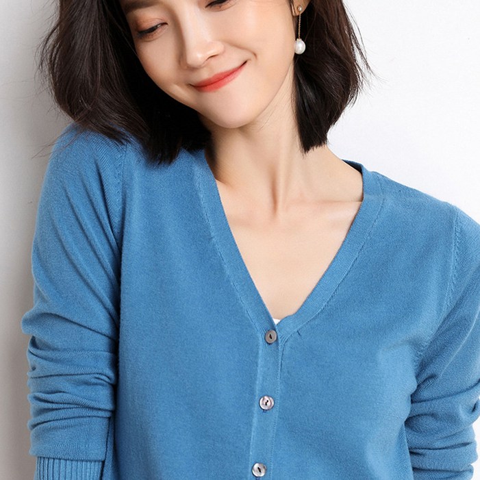 반야스토리 여성용 간절기 얇은 브이넥 니트 가디건 SS16A
