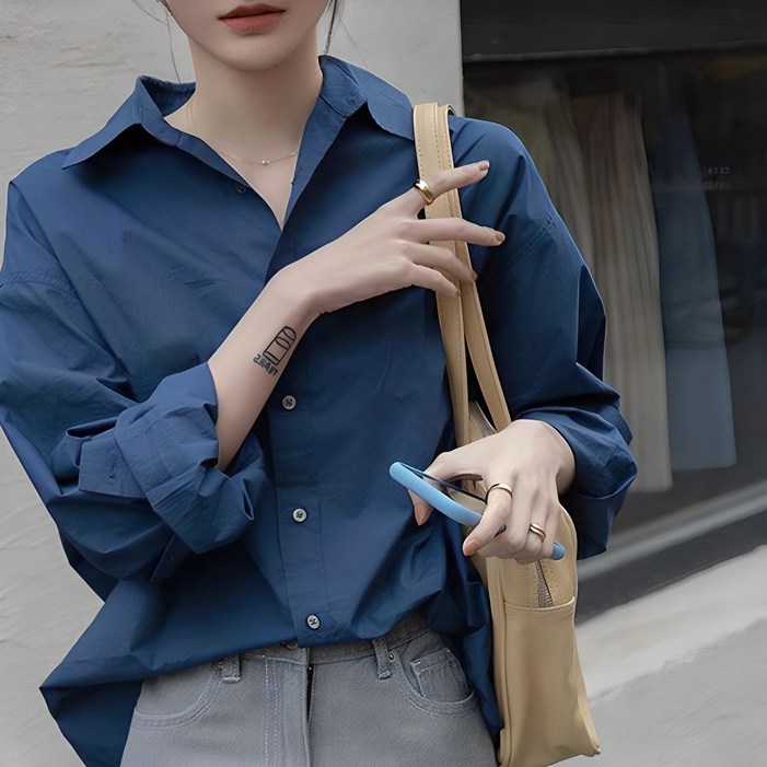 주디앤 여성 봄 가을 심플 루즈핏 베이직 카라 셔츠 블라우스 리빙공감 주디앤 여성 봄 가을 심플 루즈핏 베이직 카라 셔츠 블라우스 리빙공감