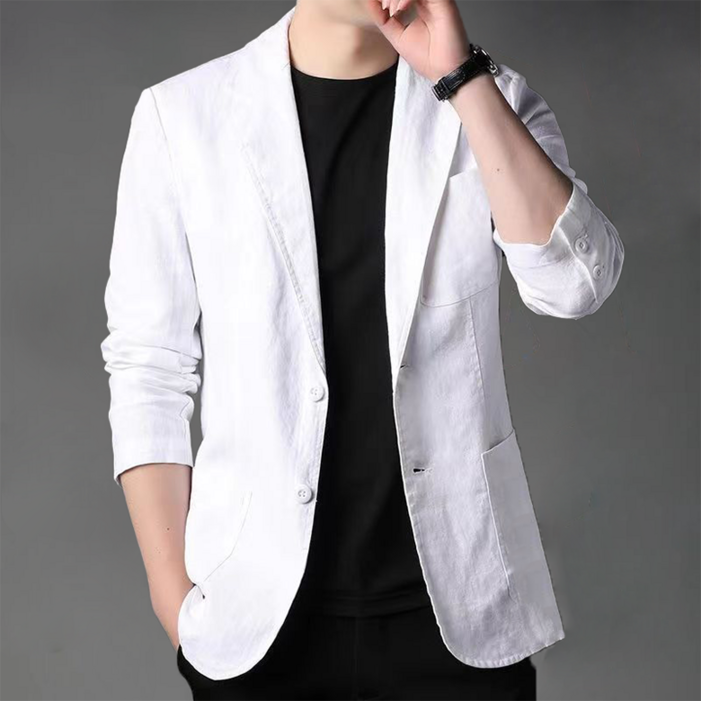 ORZQU 봄 여름 남성 리넨 정장 코트 캐주얼 정장 재킷