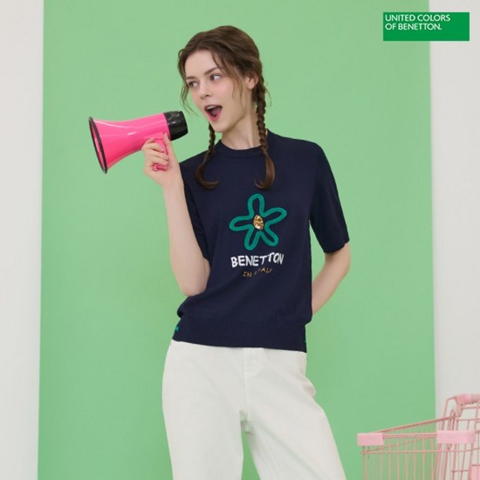 [최초가 129000원]베네통스포츠 25SS 아트웍 반팔니트 3종 여성