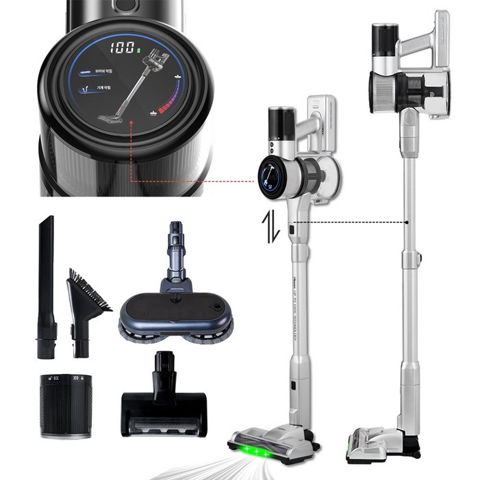 최신형 차이슨 무선 진공청소기  길이조절  LCD 화면  BLDC