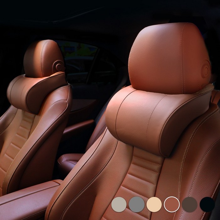 엔칸타 세이프레더넥 가죽 메모리폼 차량용 목쿠션, 2개, 브라운