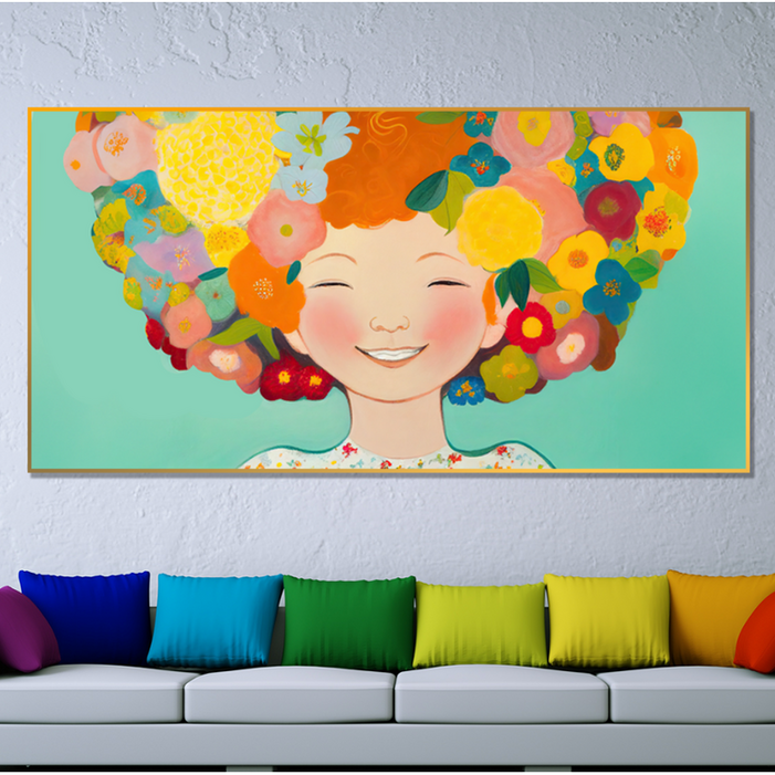 아트블루 꽃의 여인 인물 추상화 북유럽 감성 그림 인테리어 액자, 13꽃13꽃 머리 여인 머리 여인