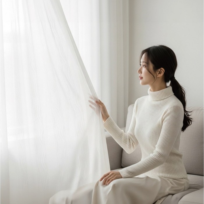 해움창 국내생산 비침없는 차르르 나비주름 쉬폰커튼