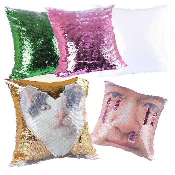 스팽글 쿠션 커버 주문 제작 인쇄 솜포함 포토 사진 얼굴 반전 쓸데없는 선물 조세호 김정은 감스트