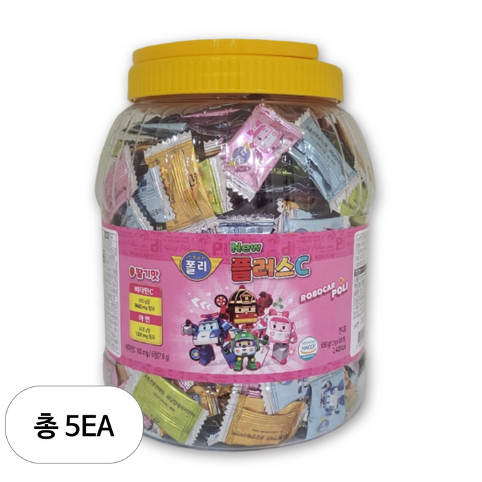 아동용 뉴 로보카폴리 플러스C 딸기맛 650g, 500정, 5개