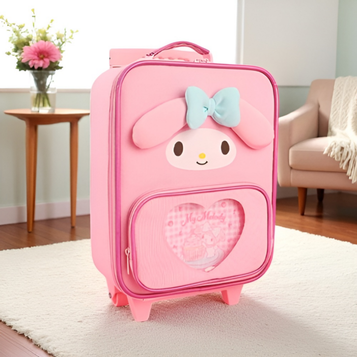 마이멜로디 어린이 여행용 캐리어 가방 아동 아기 캐릭터 유아 방수 튼튼한 파우치 수납 핑크