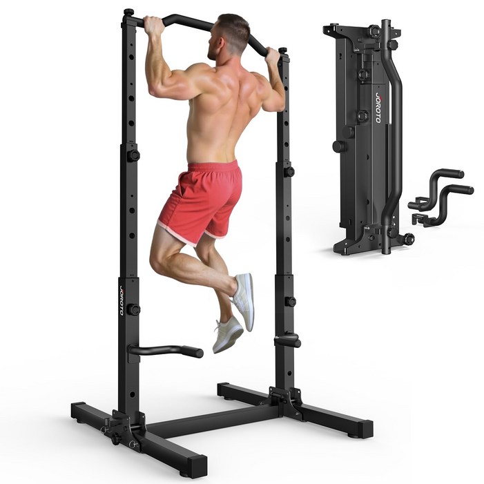 JOROTO 치닝디핑 턱걸이 접을 수 있는 팔굽혀펴기 철봉 턱걸이 가정용 헬스 운동기구 치닝디핑 철봉 112105210cm, Black