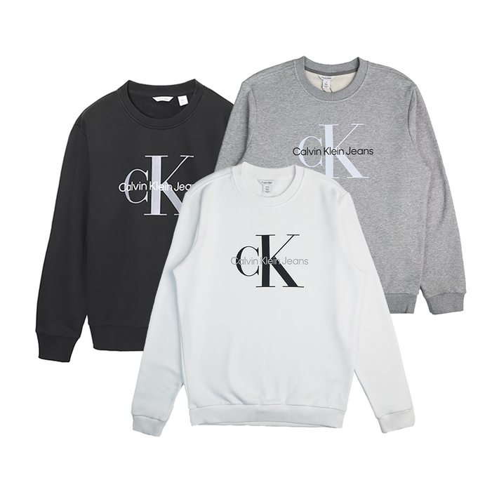 캘빈클라인 모노그램 로고 크루넥 기모 스웨트셔츠 맨투맨