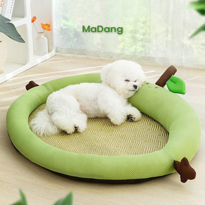 마당 반려동물 쿨매트 도넛방석 러블리컬러 과일방석, 1개, 그린애플