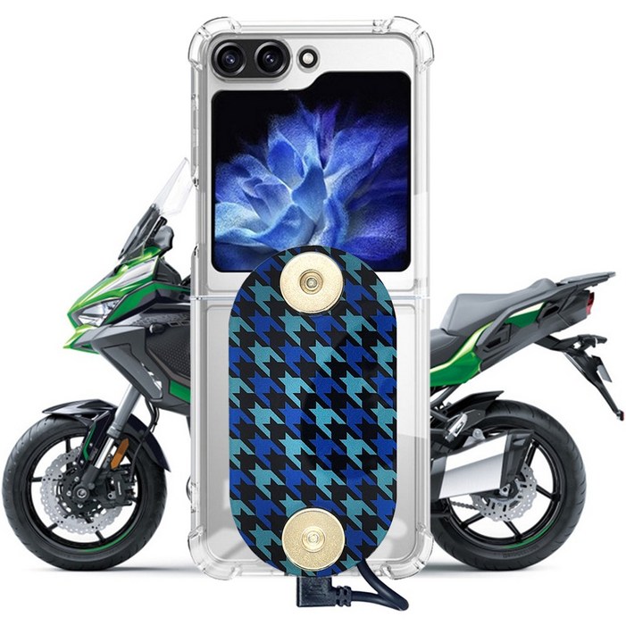 인씨네 오토바이 배달대행 라이더 삼성 갤럭시 Z플립 7 6 5 4 3 투명 젤리케이스와 C타입 충전패드 자석 거치대 젠더 딱판 찍판