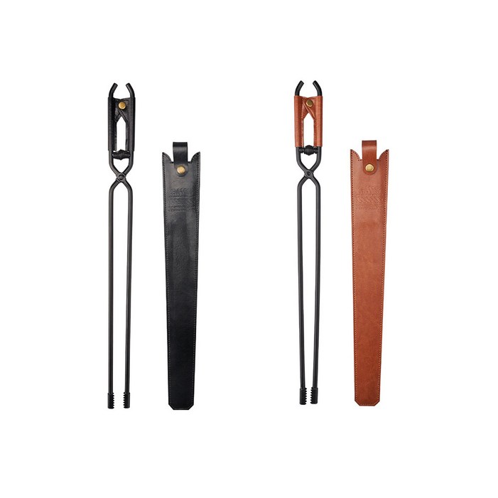 캠핑 바베큐 장작집게 화목난로 숯 집게 가죽커버, SWS카멜브라운