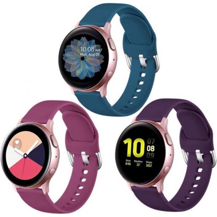 삼성 갤럭시 워치 액티브 244mm 40mm 341mm 42mm 소프트 실리콘 스포츠 스트랩 교체 밴드 3팩 라지 블랙 네이비 블루 그레이와 호환됩니다