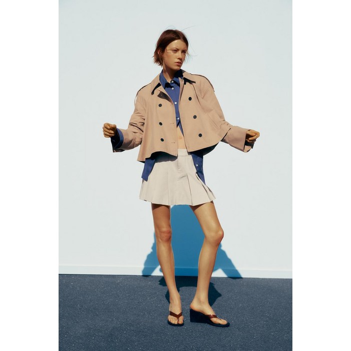 국내발송 ZARA 여성 쇼트 케이프 트렌치 코트 330754