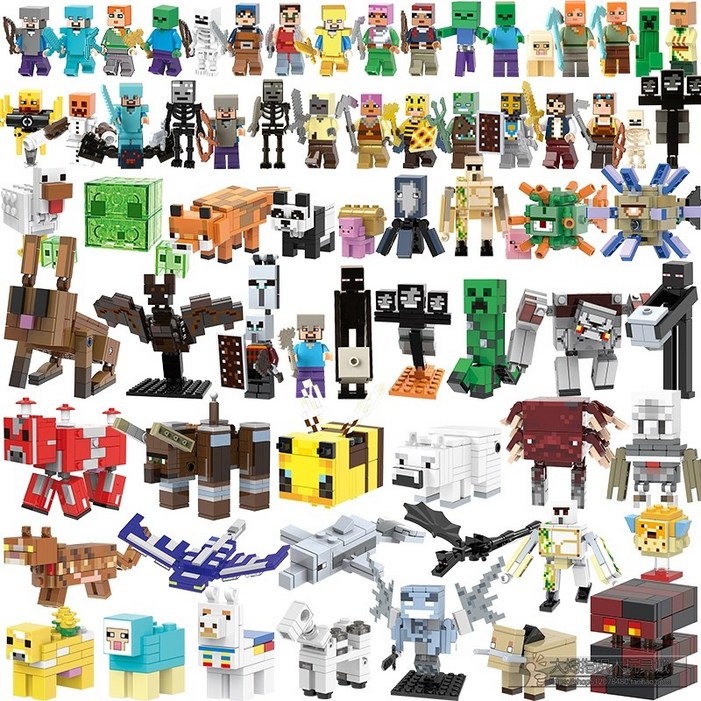 마인크래프트 64종 스티브 블럭 및 미니 캐릭터 피규어 호환 블록
