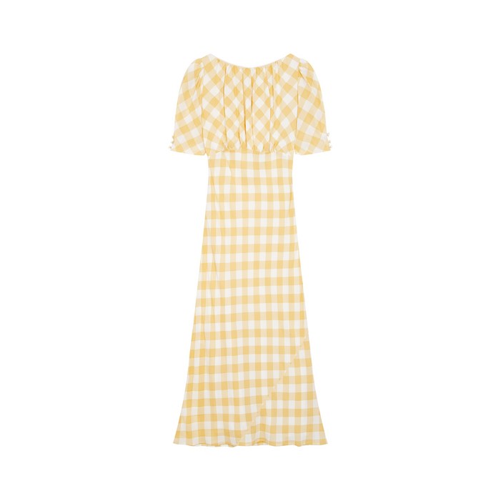 REFORMATION 체크 패턴 보트넥 원피스 Ozzy Dress 옐로우 271108 REFORMATION 체크 패턴 보트넥 원피스 Ozzy Dress 옐로우 271108
