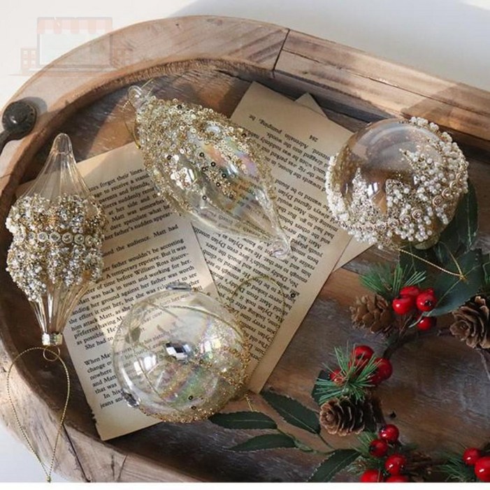 XMAS 유리볼 오너먼트 4종 트리장식