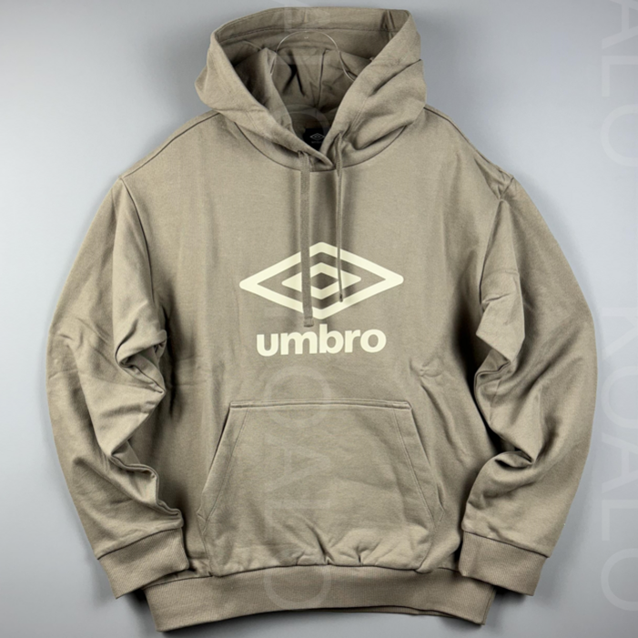 국내매장판 UMBRO 엄브로 에센셜 빅로고 후드티 긴팔 기본 그레이브라운