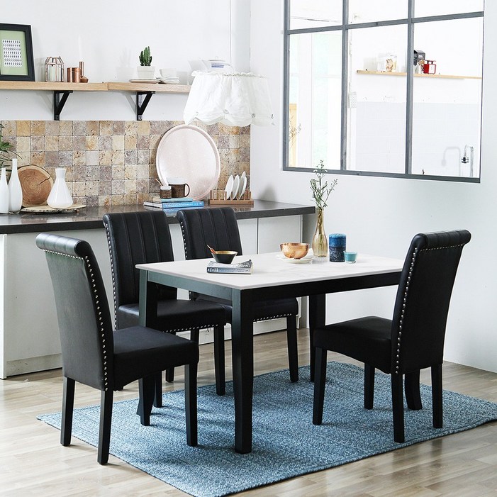 베스트리빙 데미안 토론토 화강암 대리석 or 12T 포세린 통세라믹 1200 4인용 식탁 테이블세트의자4개8colors, 1200화이트세라믹토론토초코의자4개