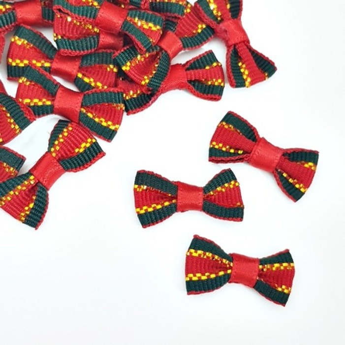 50개 구츄리 크리스마스 선물포장리본 미니 완성리본 장식리본 트리 선물 장식