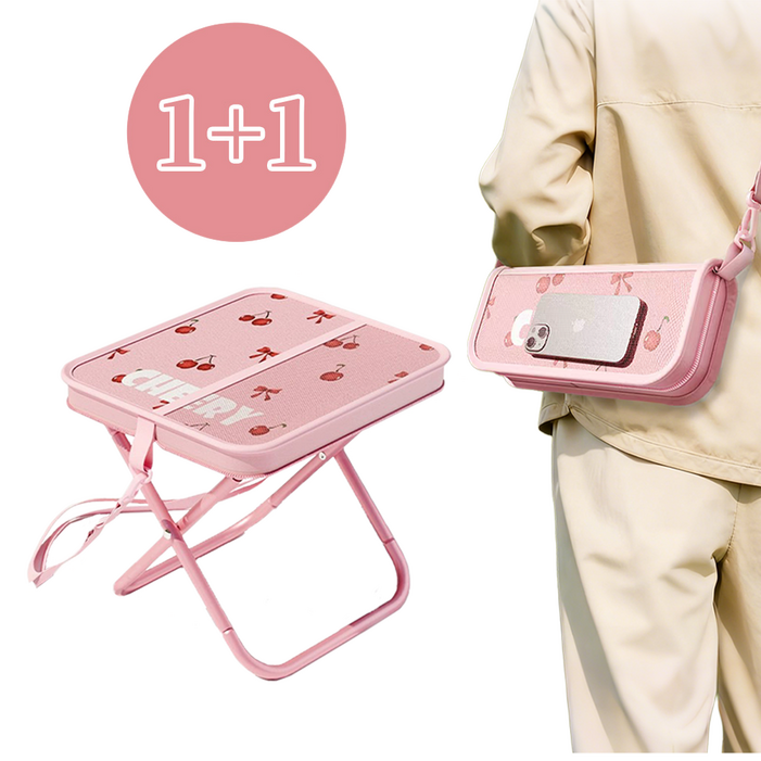 우이지아 초경량 휴대용 접이식 의자 놀이동산 웨이팅 의자 낚시 줄서기 캠핑의자, 2개, 핑크