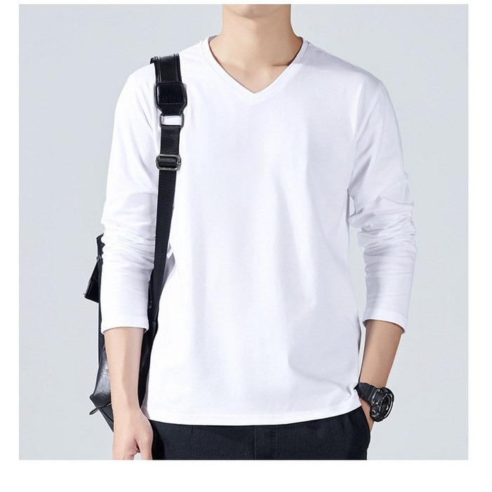 캐주얼 긴팔면티셔츠 면티 V넥 가을 레이어드