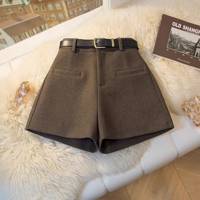 COSYEVNO 여성 반바지 겨울 캐주얼 패션 통근 편한 모직 바지 BCXmndk-19