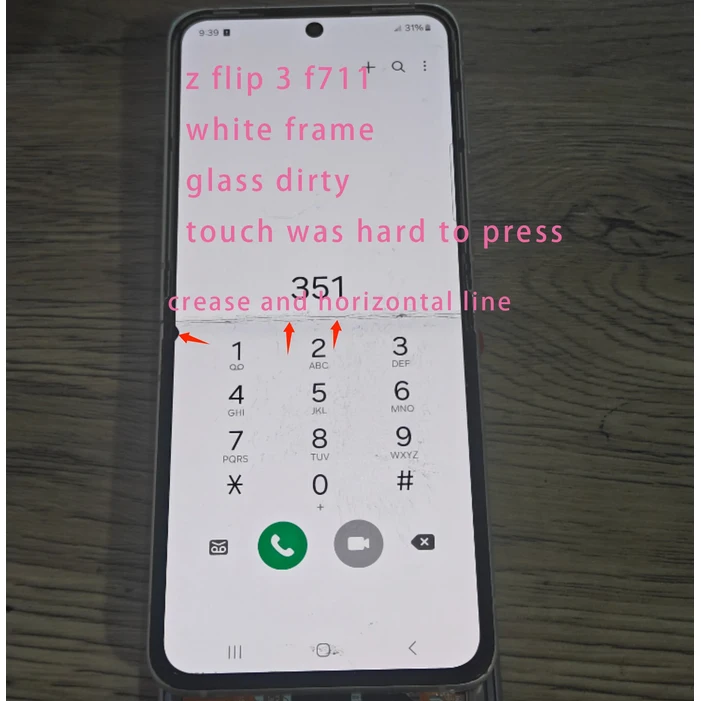 6.7인치 amoled, 삼성 Z 플립 3 F711 LCD 터치 스크린 디스플레이 어셈블리, 프레임 교체 포함 z 플립3용