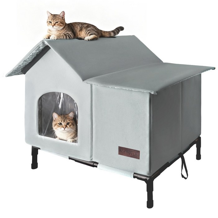 비와 눈 방지 야외 길고양이 겨울집 숨숨집 바닥 뜬, 1개, 회색