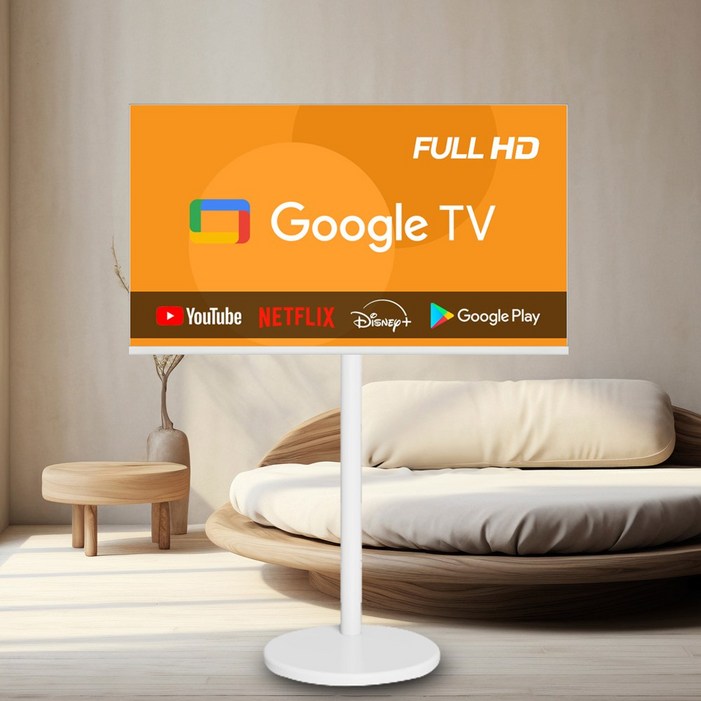 이브이 101cm FHD 40형 스마트 구글TV 화이트 삼탠바이미 셋트, 101cm40인치, EV400FGLSMW, 스탠드형, 고객직접설치