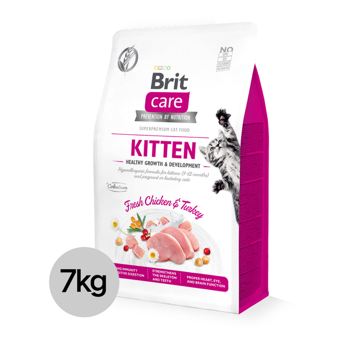 브릿 케어 캣 그레인프리 키튼 성장 케어 2kg, 1개, 닭칠면조, 7kg
