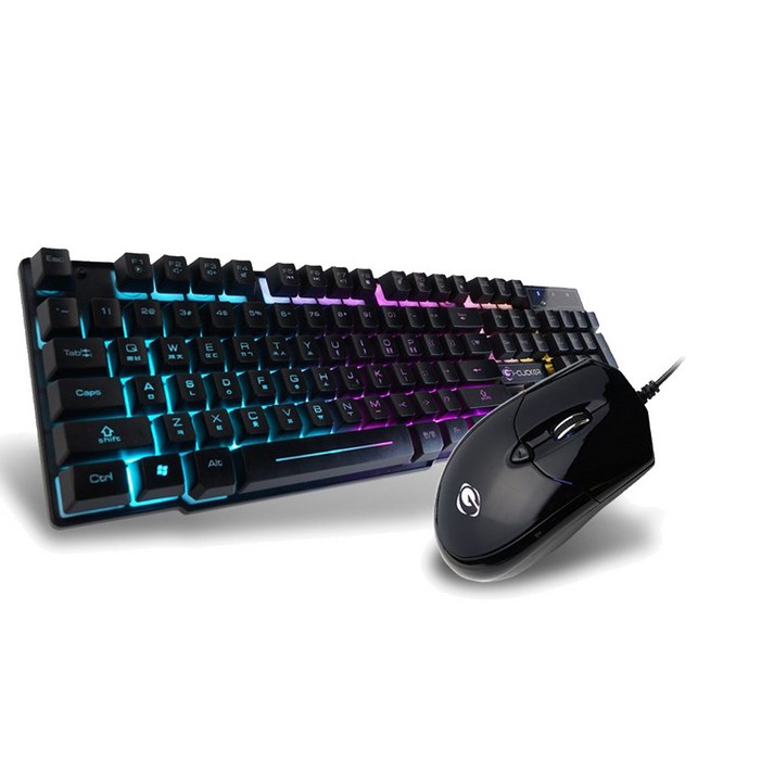 지클릭커 GMK230 레인보우 LED 게이밍 키보드 마우스 세트, 일반형