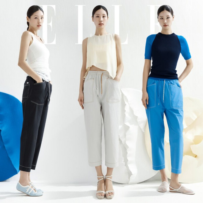 [ELLE]엘르 25SS 스티치 배색 나일론 팬츠 3종