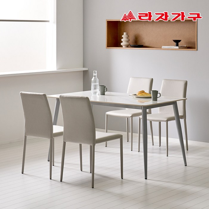 라자가구 파비오 12T 포세린 세라믹 4인용 식탁 의자4개 세트, 화이트상판그레이프레임 라자가구 파비오 12T 포세린 세라믹 4인용 식탁 의자4개 세트, 화이트상판그레이프레임