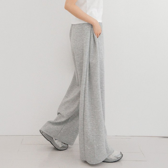 퀄리탑 여성 트레이닝바지 사이드핀턱 와이드팬츠