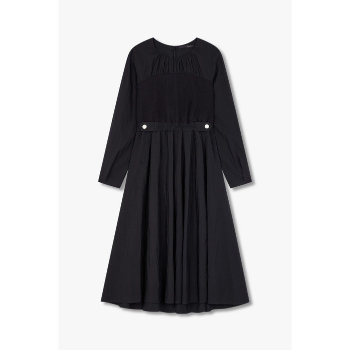 GCUT 니트 믹스 라운드넥 롱 원피스블랙 7255137102