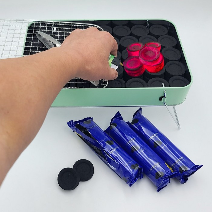 hoyeom 바베큐숯 빠른점화 1초착화 휴대용 초강력 야외요리 캠핑탄 사과나무 숯, 1세트