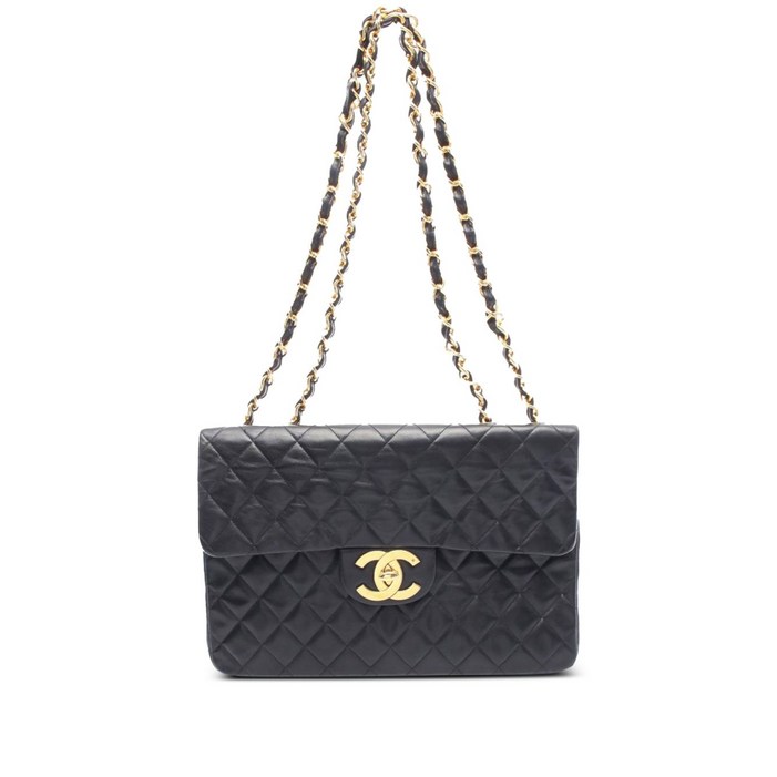 샤넬  중고 19941996 맥시 XL 클래식 램스킨 싱글 플랩 숄더 백