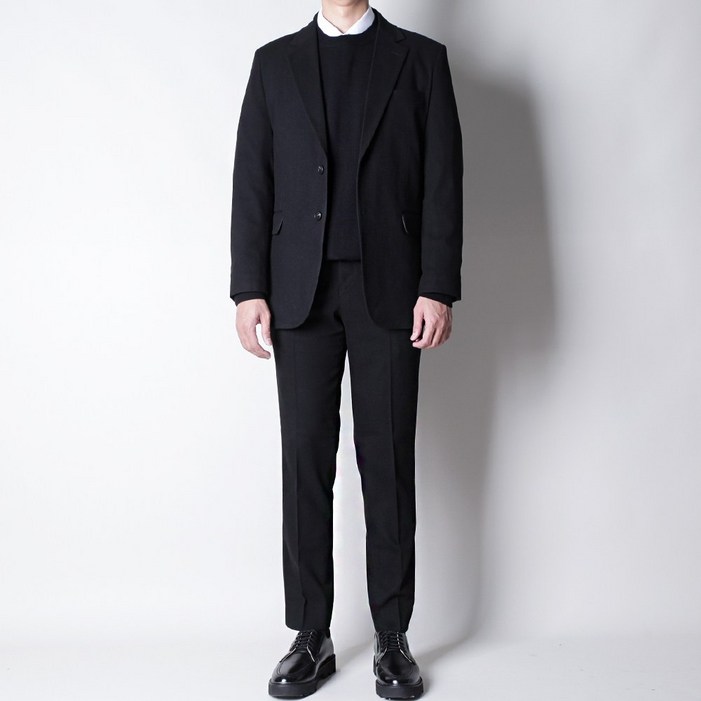 디아웃핏 남성 겨울 울 정장세트 히든 밴딩 수트 캐주얼 기모 면접 결혼식
