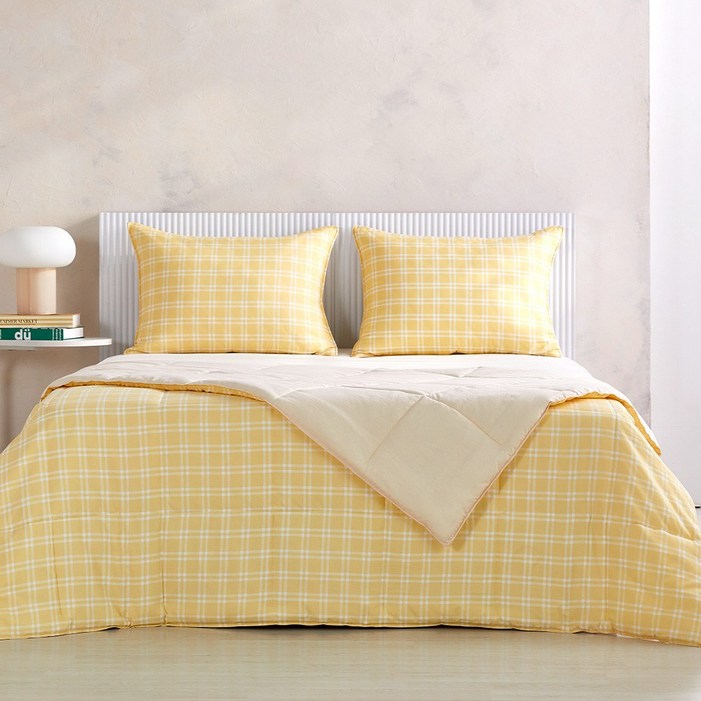 모던하우스 인천점  소프트워싱 라이트 싱글 차렵이불 옐로체크 CV0226044