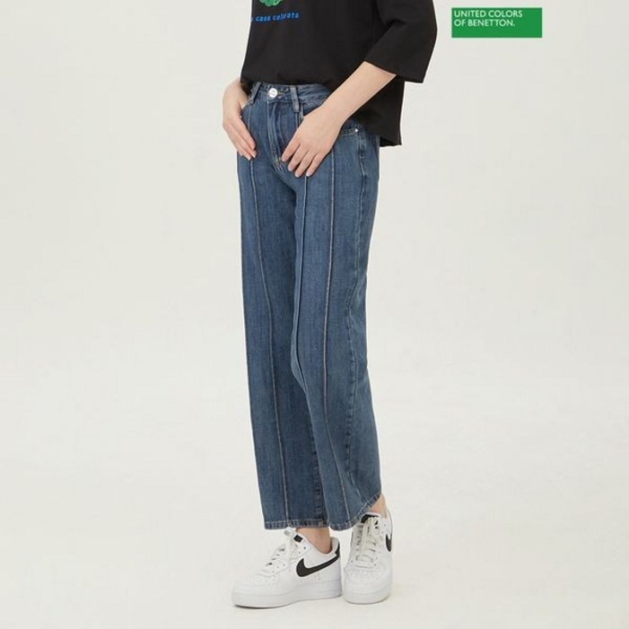 베네통 넌스판 절개 통일자 데님 팬츠 BADP18341IN 1068158