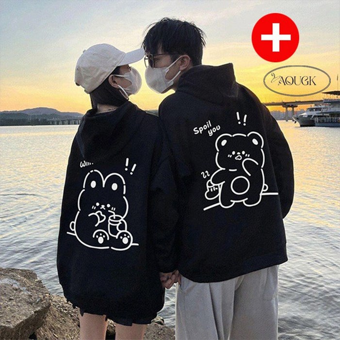 11 남성 여성 곰돌이 후드티 캐릭터 후드 맨투맨 빅사이즈 커플티 기모 있음없음