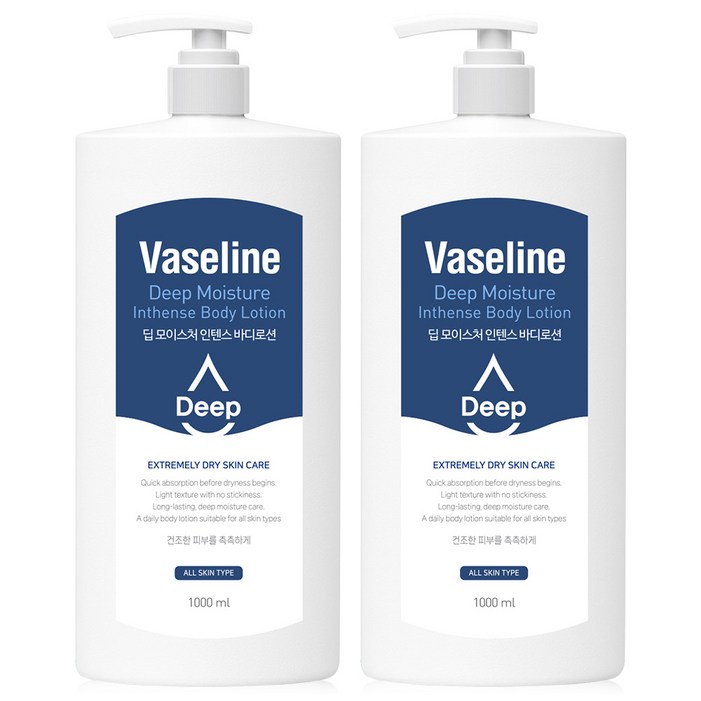 바세린 딥 모이스처 인텐스 고보습 바디로션, 2개, 1L