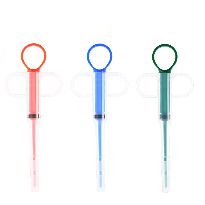 에브리샤인 고양이 강아지 반려동물 알약 투여기 주사기 필건 3색 3P  실리콘 노즐 6P 세트