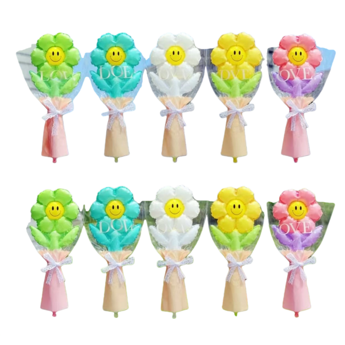 케이엠 데이지 생화풍 디자인 풍선다발, ﻿옐로우2그린2화이트2핑크2블루2, 1세트