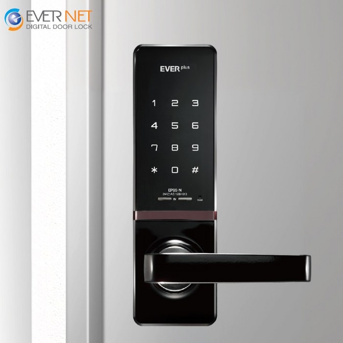 에버넷 무타공 도어락 현관 번호키 에버플러스 EP85 블랙 번호전용,카드, 고객직접설치, EP85N 번호전용