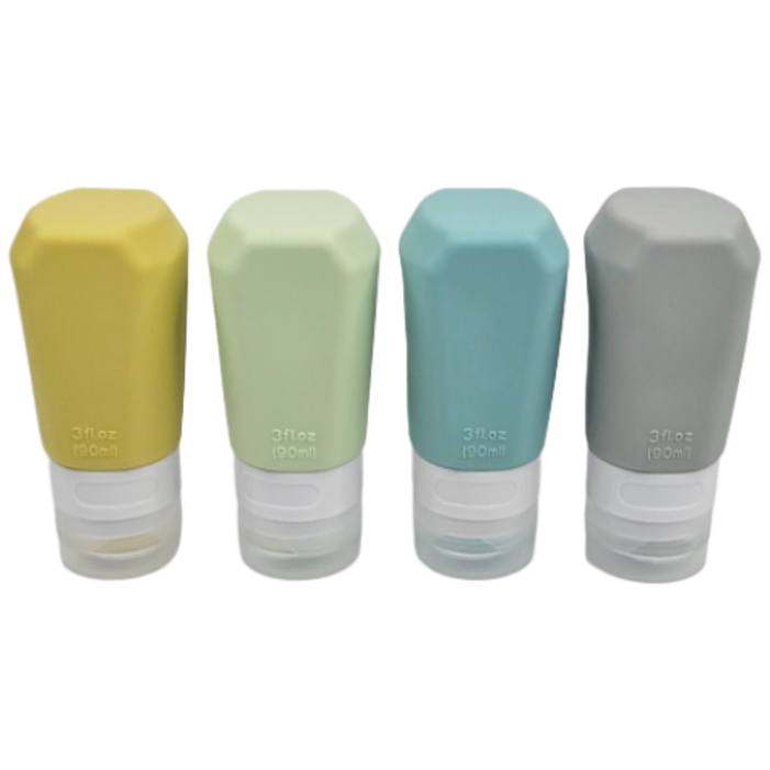 카리노 새지않는 여행용 다목적 실리콘 샴푸 소분 공병 90ml  4종, 1세트, 혼합색상