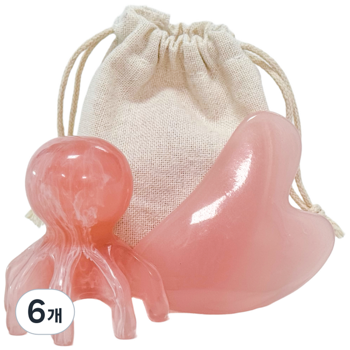 루체아 상처없는 올인원 괄사 두피 안면 승모근 뒷목, 크림핑크 문어괄사, 6개