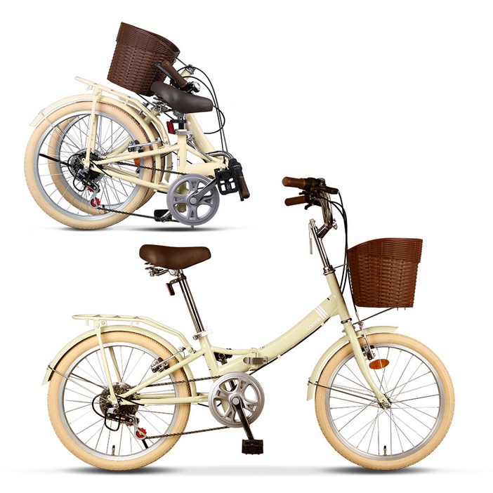 BIMAX 접이식 미니 벨로 자전거 20 LANCE, 아이보리, 140cm, 1개